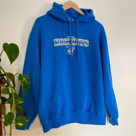 Central Rockets Softball Blue Hoodie Sweatshirt Size L - Picture 1 of 10